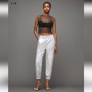 All Saints NWTs YARA Silver Relaxed Fit Coated Jogger. Sz 6.